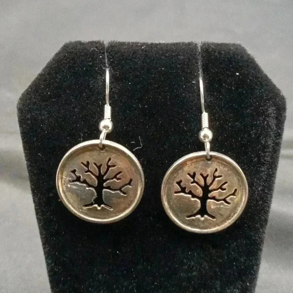 Sterling Silver Tested Tree of Life Yggdrasil Earrings - Picture 1 of 2